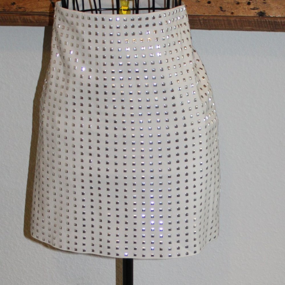 H&M beige mini skirt with silver rivets, brand new,